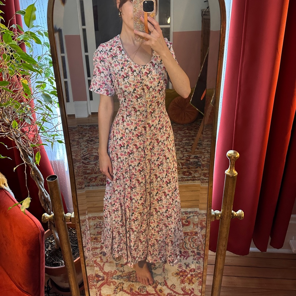 Vintage Floral Pink Dress